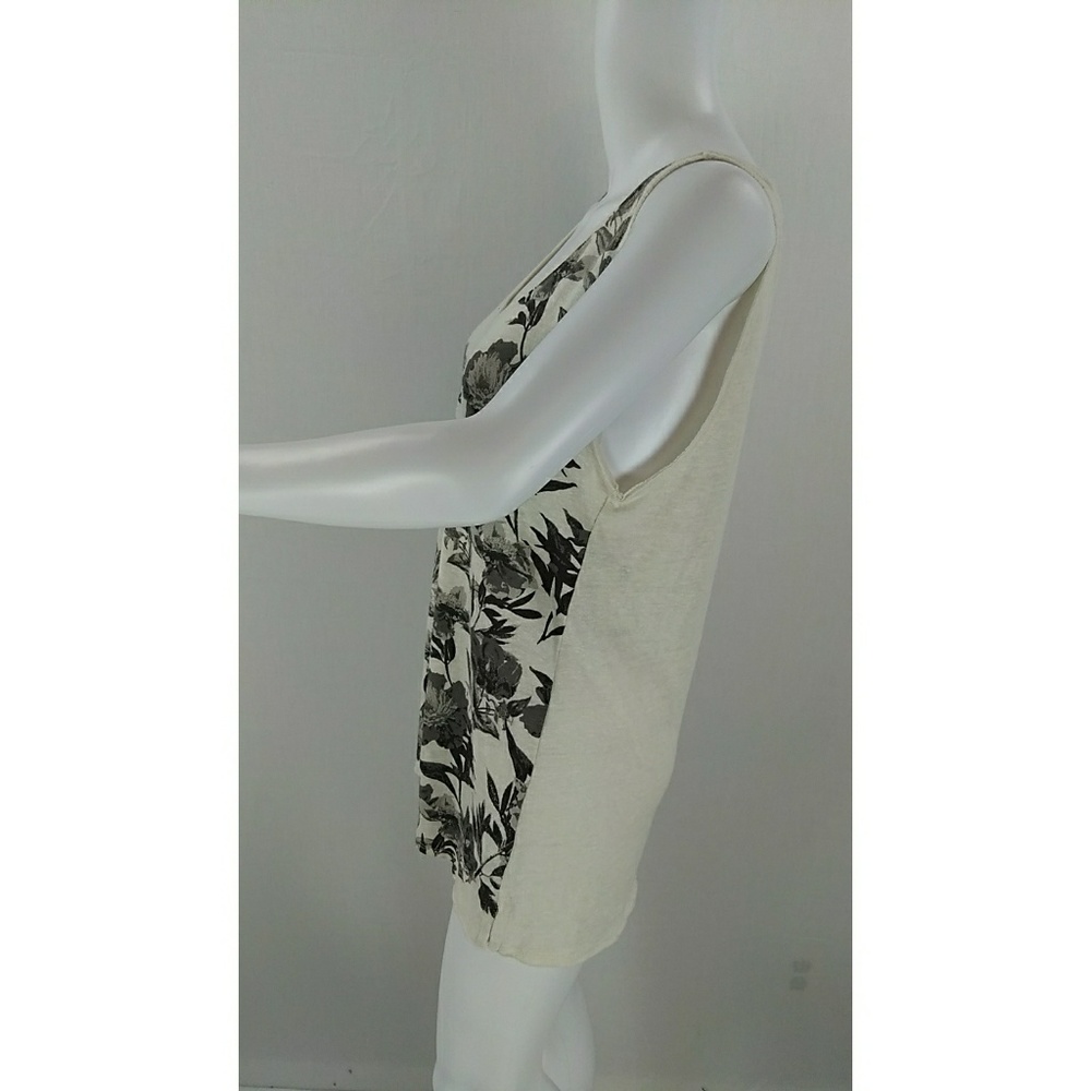 Lucky brand floral tunic tank cream black medium - Picture 2 of 6